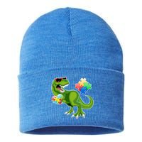 T-Rex Autism Awareness Puzzle Dinosaur  Sustainable Knit Beanie