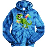 T-Rex Autism Awareness Puzzle Dinosaur  Tie Dye Hoodie