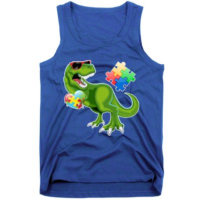 T-Rex Autism Awareness Puzzle Dinosaur  Tank Top