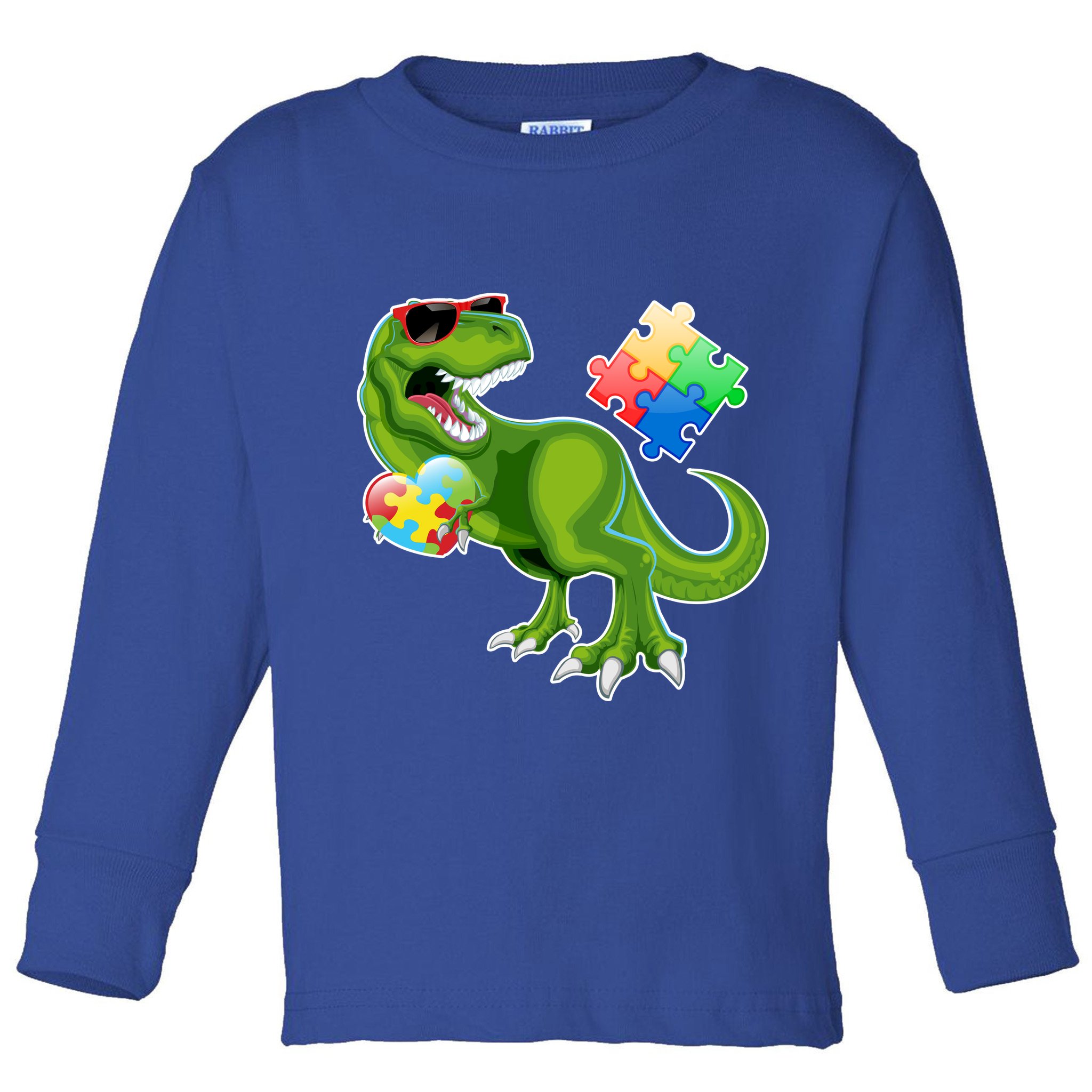 T-Rex Autism Awareness Puzzle Dinosaur  Toddler Long Sleeve Shirt