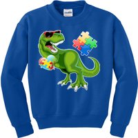 T-Rex Autism Awareness Puzzle Dinosaur  Kids Sweatshirt