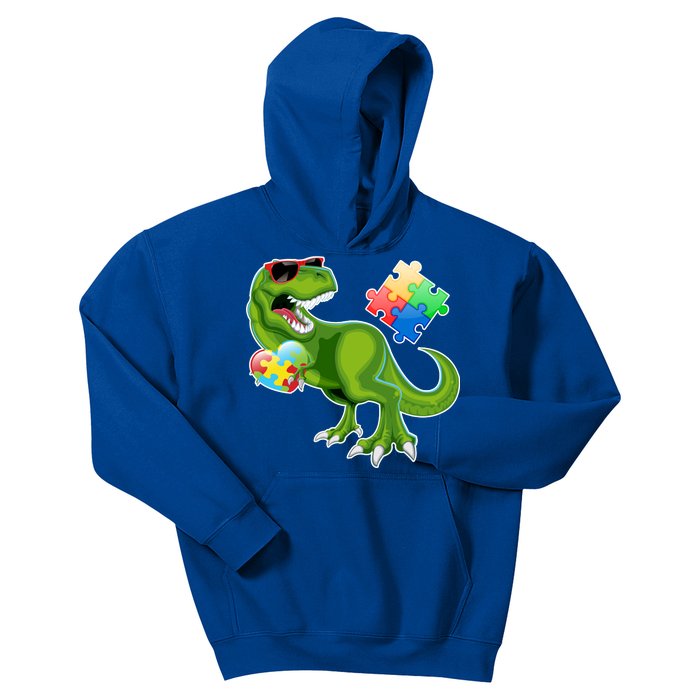 T-Rex Autism Awareness Puzzle Dinosaur  Kids Hoodie