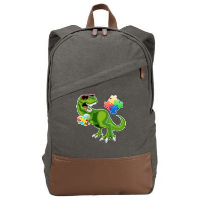 T-Rex Autism Awareness Puzzle Dinosaur  Cotton Canvas Backpack