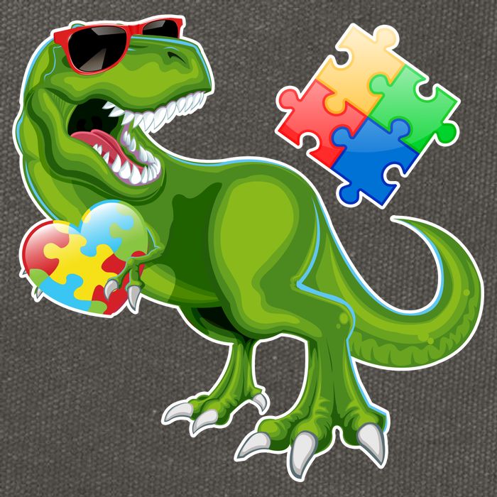 T-Rex Autism Awareness Puzzle Dinosaur  Cotton Canvas Backpack