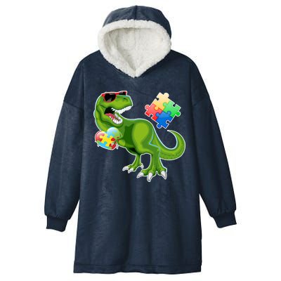 T-Rex Autism Awareness Puzzle Dinosaur  Hooded Wearable Blanket