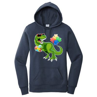 T-Rex Autism Awareness Puzzle Dinosaur  Women's Pullover Hoodie