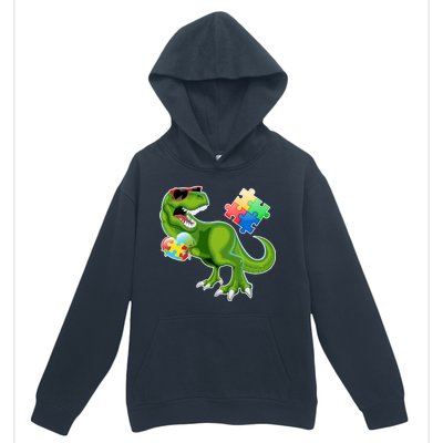 T-Rex Autism Awareness Puzzle Dinosaur  Urban Pullover Hoodie