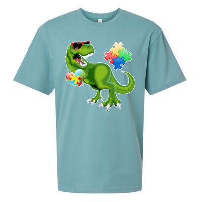 T-Rex Autism Awareness Puzzle Dinosaur  Sueded Cloud Jersey T-Shirt