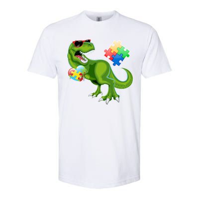 T-Rex Autism Awareness Puzzle Dinosaur  Softstyle CVC T-Shirt