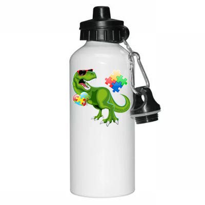 T-Rex Autism Awareness Puzzle Dinosaur  Aluminum Water Bottle