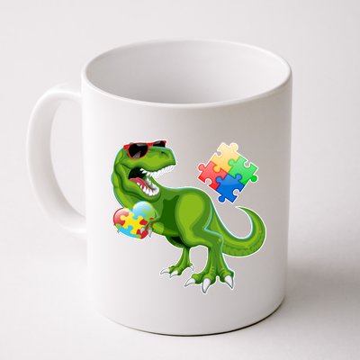 T-Rex Autism Awareness Puzzle Dinosaur  Coffee Mug