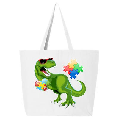 T-Rex Autism Awareness Puzzle Dinosaur  25L Jumbo Tote