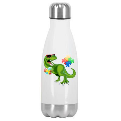 T-Rex Autism Awareness Puzzle Dinosaur  Stainless Steel Insulated Water Bottle