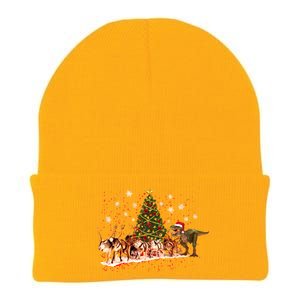 T-Rex Chasing Reindeer Funny Christmas Knit Cap Winter Beanie