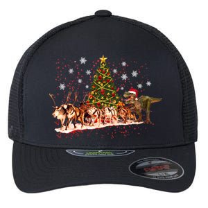 T-Rex Chasing Reindeer Funny Christmas Flexfit Unipanel Trucker Cap