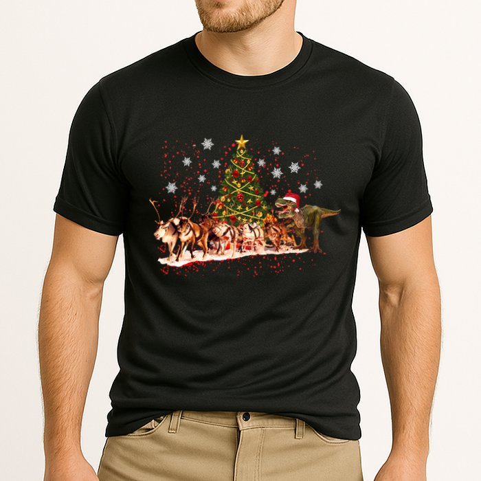 T-Rex Chasing Reindeer Funny Christmas Performance Shirt