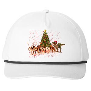 T-Rex Chasing Reindeer Funny Christmas Snapback Five-Panel Rope Hat