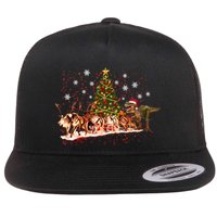 T-Rex Chasing Reindeer Funny Christmas Flat Bill Trucker Hat