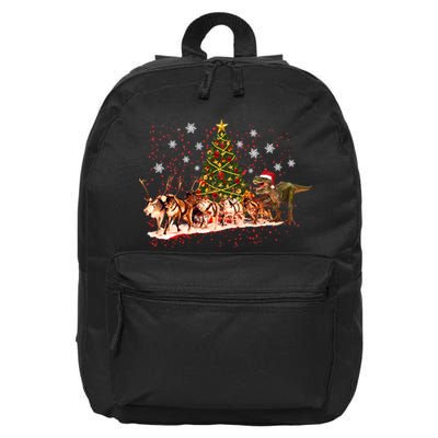 T-Rex Chasing Reindeer Funny Christmas 16 in Basic Backpack