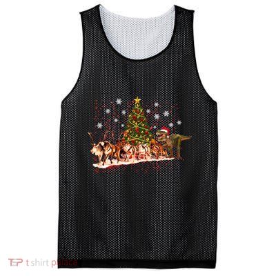 T-Rex Chasing Reindeer Funny Christmas Mesh Reversible Basketball Jersey Tank