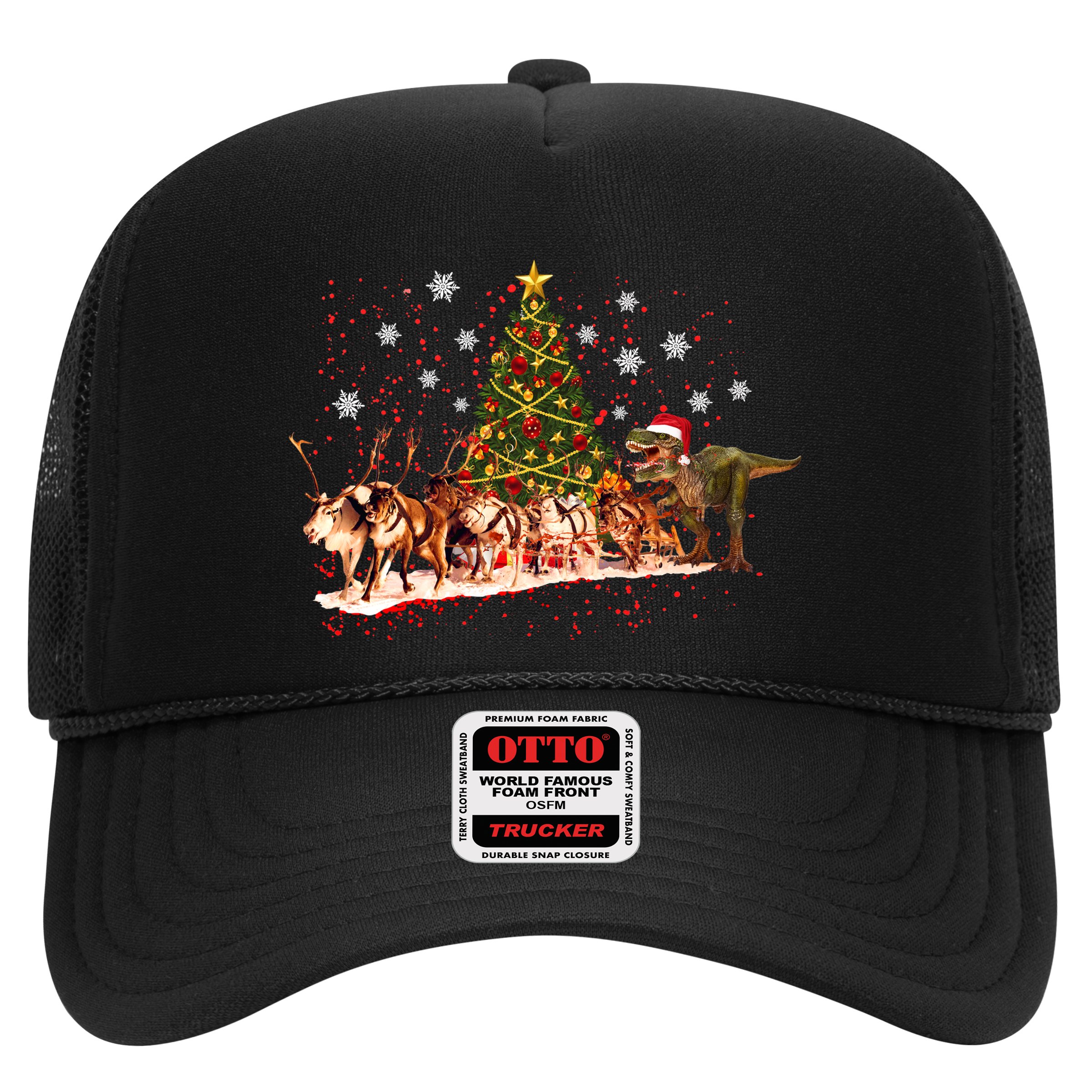 T-Rex Chasing Reindeer Funny Christmas Hat