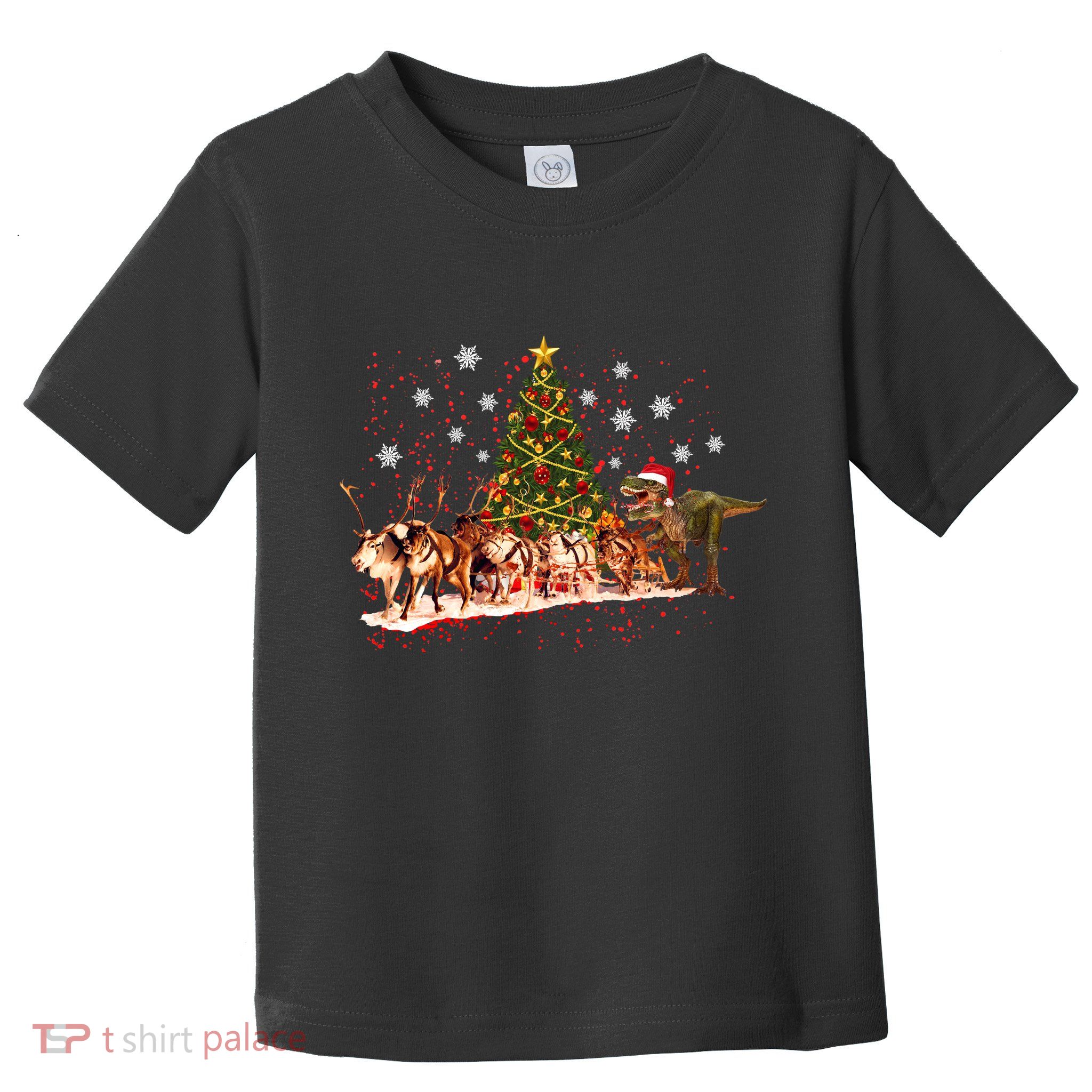 T-Rex Chasing Reindeer Funny Christmas Toddler T-Shirt