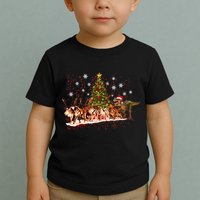 T-Rex Chasing Reindeer Funny Christmas Toddler T-Shirt