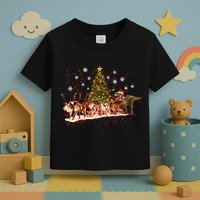 T-Rex Chasing Reindeer Funny Christmas Toddler T-Shirt