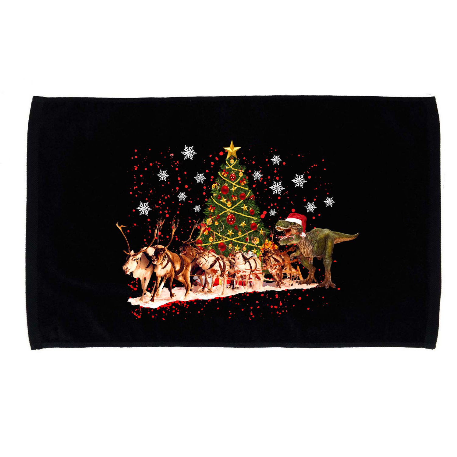 T-Rex Chasing Reindeer Funny Christmas Microfiber Hand Towel