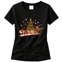 T-Rex Chasing Reindeer Funny Christmas Womens T-Shirt