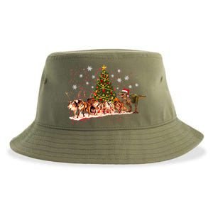 T-Rex Chasing Reindeer Funny Christmas Sustainable Bucket Hat