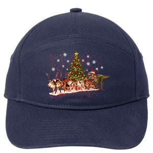 T-Rex Chasing Reindeer Funny Christmas 7-Panel Snapback Hat