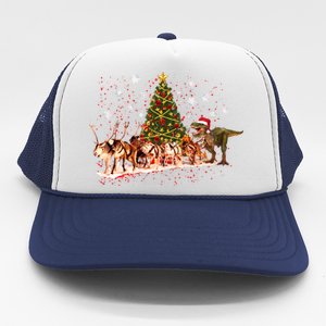 T-Rex Chasing Reindeer Funny Christmas Trucker Hat