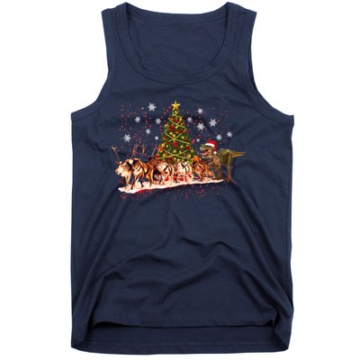 T-Rex Chasing Reindeer Funny Christmas Tank Top