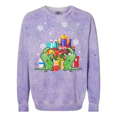 T-Rex Christmas Colorblast Crewneck Sweatshirt