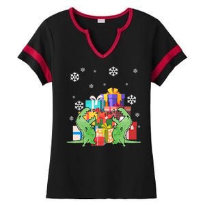 T-Rex Christmas Ladies Halftime Notch Neck Tee