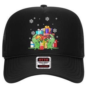 T-Rex Christmas High Crown Mesh Back Trucker Hat