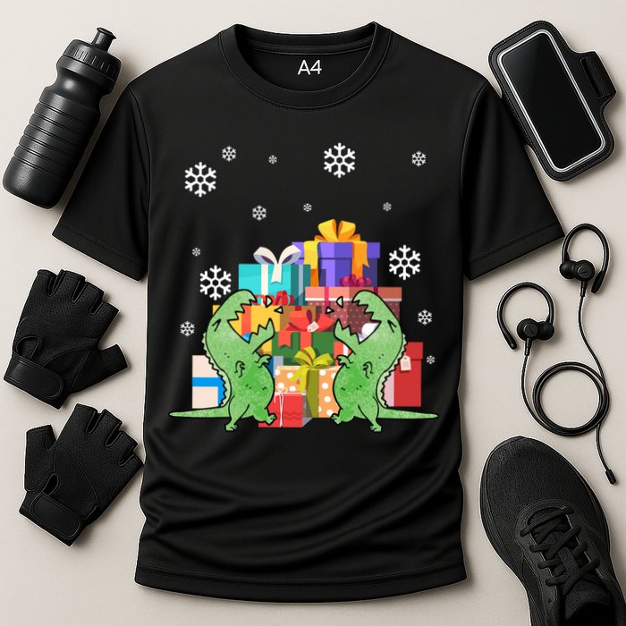 T-Rex Christmas Cooling Performance Crew T-Shirt