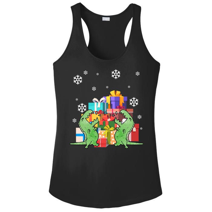 T-Rex Christmas Ladies PosiCharge Competitor Racerback Tank