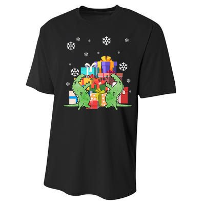 T-Rex Christmas Performance Sprint T-Shirt