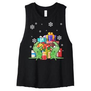 T-Rex Christmas Women's Racerback Cropped Tank