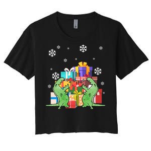 T-Rex Christmas Women's Crop Top Tee