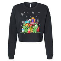 T-Rex Christmas Cropped Pullover Crew