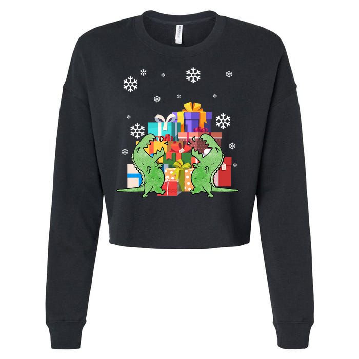 T-Rex Christmas Cropped Pullover Crew