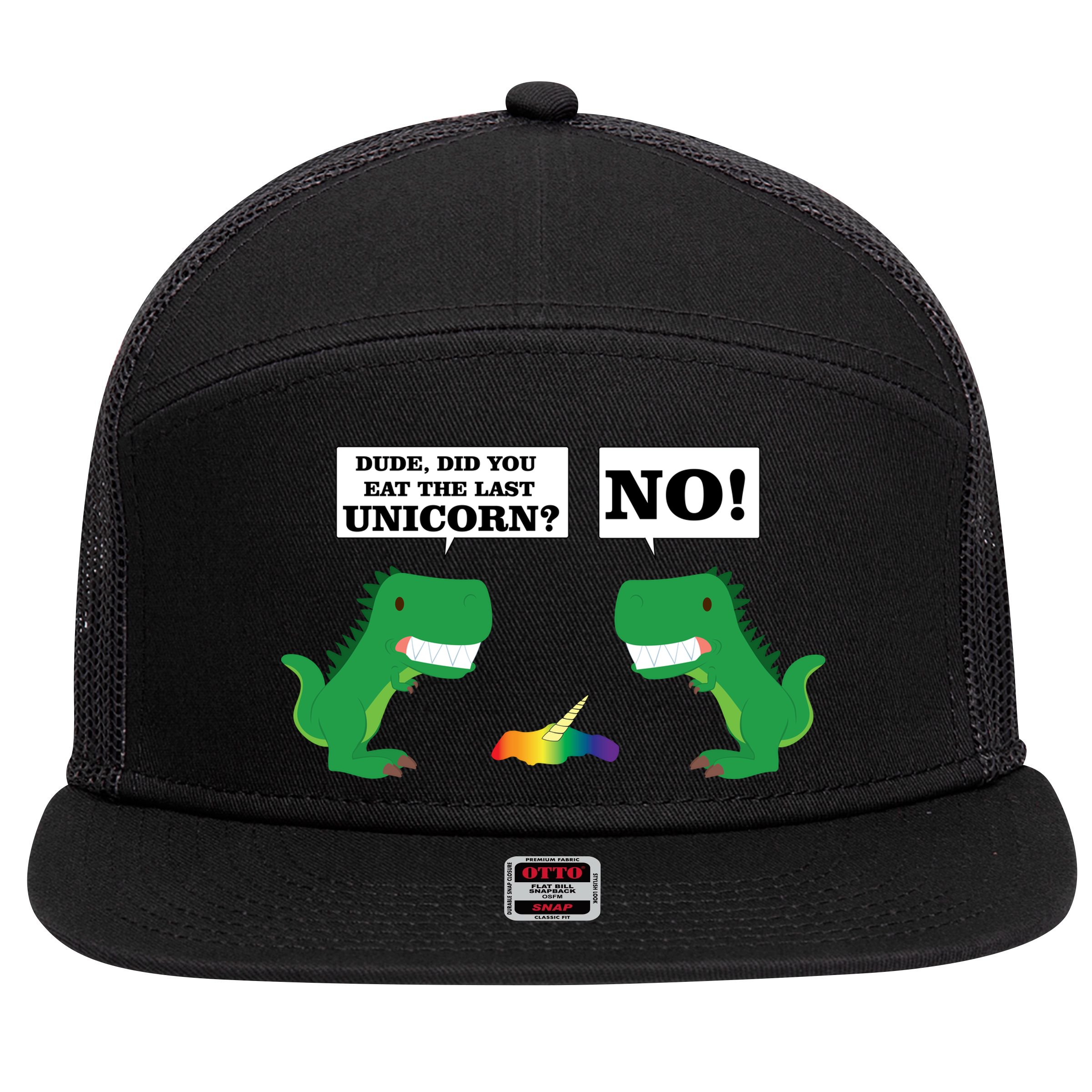 T-Rex Did You Eat The Last Unicorn 7 Panel Mesh Trucker Snapback Hat