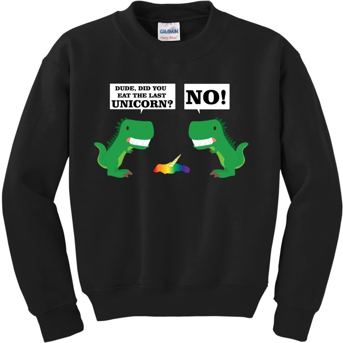 T-Rex Did You Eat The Last Unicorn Kids Sweatshirt