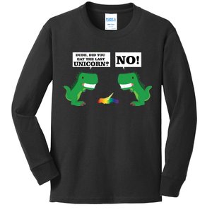 T-Rex Did You Eat The Last Unicorn Kids Long Sleeve Shirt