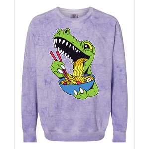 T-Rex Eating Ramen Colorblast Crewneck Sweatshirt