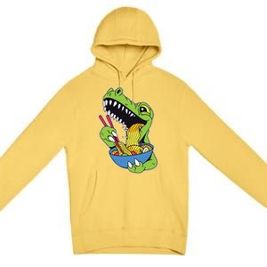 T-Rex Eating Ramen Premium Pullover Hoodie