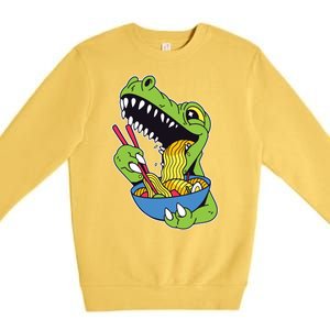 T-Rex Eating Ramen Premium Crewneck Sweatshirt